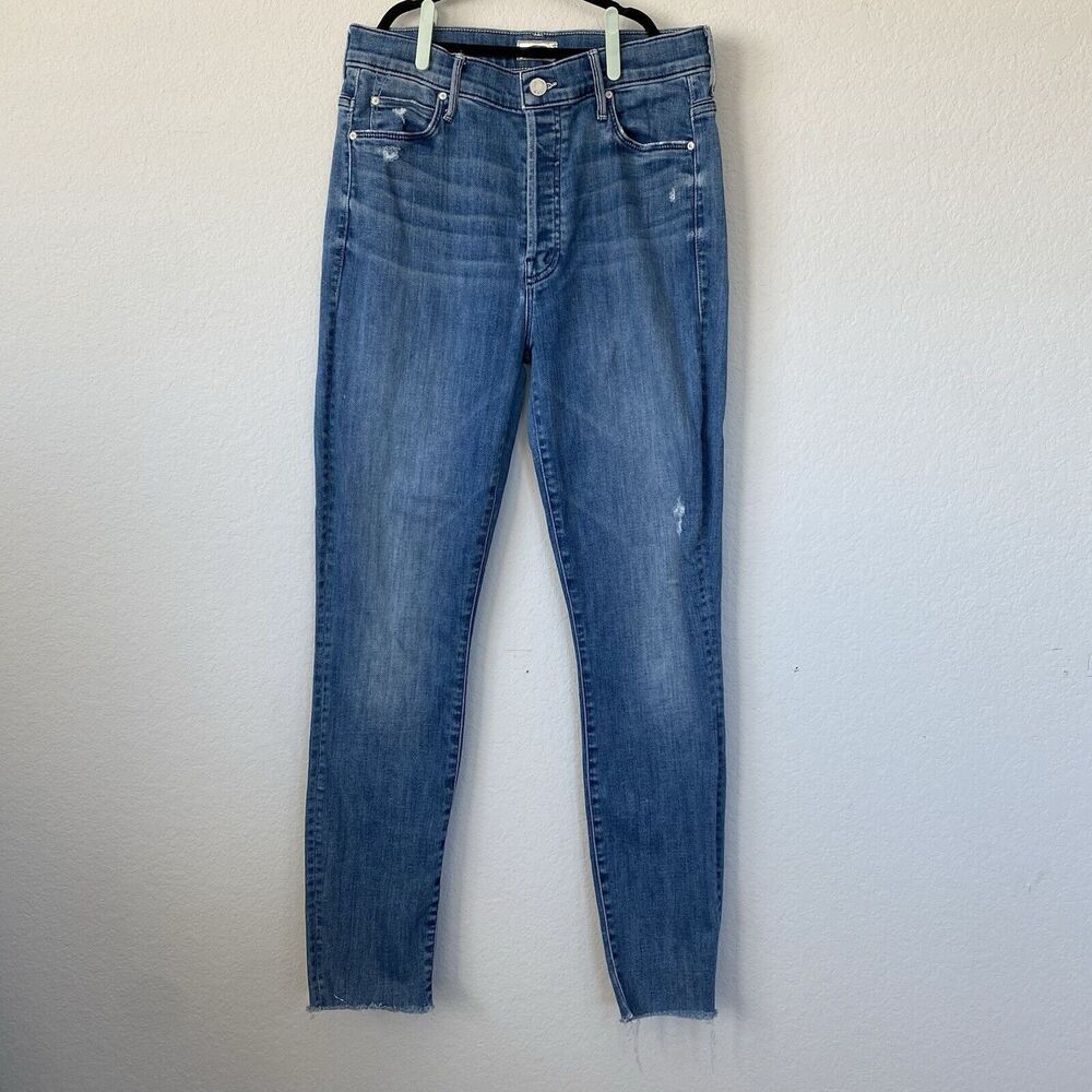 MOTHER Jeans Womens 28 Stunner Ankle Fray Graffiti Girl Medium Wash Button Fly - Picture 2 of 15